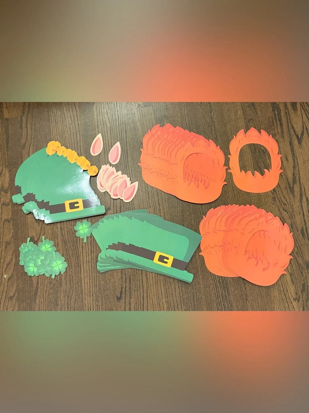 St. Patrick's Day Party Hat & Accessory Cutouts - Green and Orange